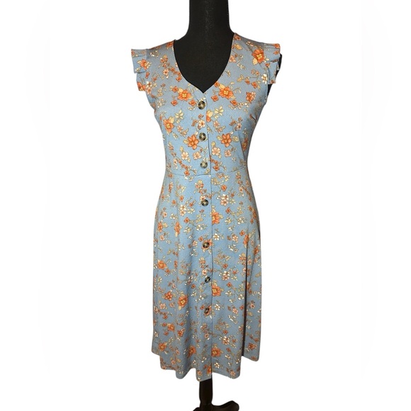 Inspired Hearts Blue Floral Midi Dress - Picture 1 of 1